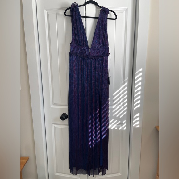 CLOSET CLOSING❗️NWT Lulus Spotlight On You Blue And Pink Metallic Maxi Dress - Picture 2 of 14